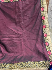 Elegant Maroon &amp; Black Saree Fully Wedding Feel