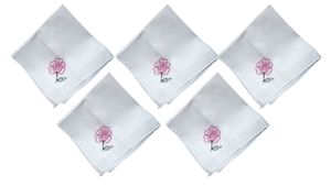 Rose Hand Embroidery White Pure Cotton Kerchief