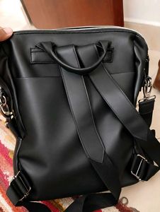 Stylish Black Faux Leather Tote Bag