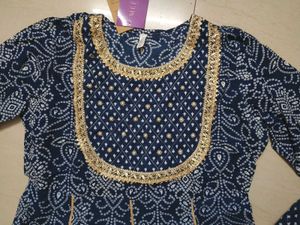 MEERA FAB ~ Pure cotton Anarkali Navy Blue 💙🎀