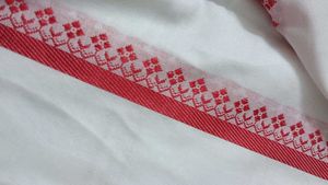 73)Traditional Red White Pure Cotton Saree