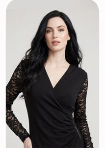 Chic Black Lace Sleeve Wrap Top