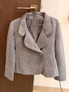 Elegant Gray Double-Breasted Blazer