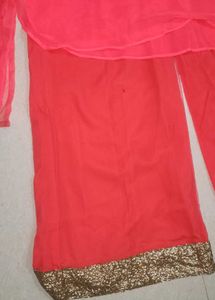 Neon Peach Elegant Ethnic Kurta Set