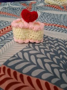 Handmade Crocheted Cake with Heart