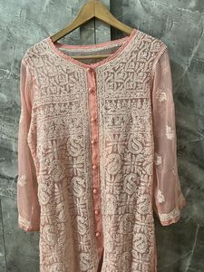 Elegant Peach Chikankari Kurta