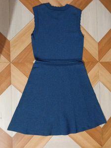 Navy Blue Sleeveless Fit &amp; Flare Dress for Girls/W