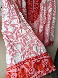 Elegant Pink Embroidered Kurta Semi stitched