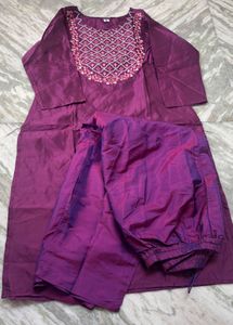 Elegant Embroidered Silk Kurta Set