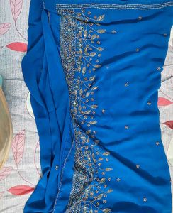 Sari With Beads Work