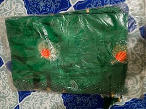 Beautiful Emerald Green Embellished Saree