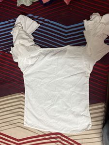 White Ruffle Sleeve Top