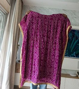 Purple Bandhani Print Kaftan Kurti