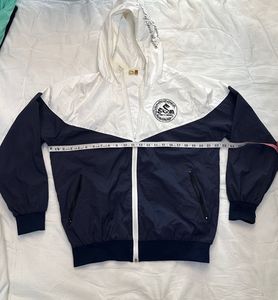 Men's White &amp; Navy Windbreaker Jacket