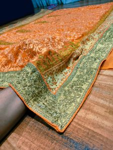 embroidered zardosi heavy saree with blouse