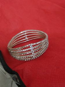 Silver Dimond Stone Bangle And Bracelet