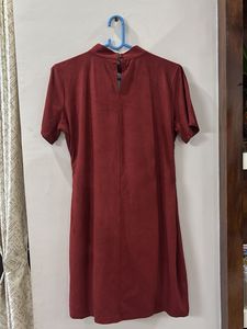 Maroon V-Neck Cutout Dress