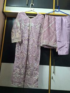 Lavender Embroidered Kurta Set