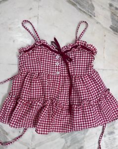 Cute Red Gingham Cami Top