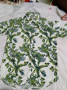 Tropical Leaf Print Men's Shirt