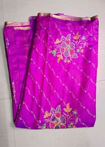 Purple Colour Embroidery Saree