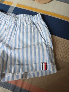 Blue and White Striped Shorts