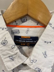 Men's White Graphic Print Shirt