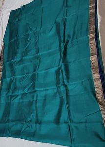 Elegant Blue &amp; Teal Embroidered Silk Saree