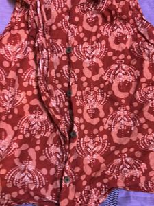 Boho Print Sleeveless Button-Up Top