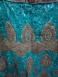 Embroidered Teal Blouse &amp; lehenga