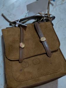 Cute Brown Suede Crossbody Bag