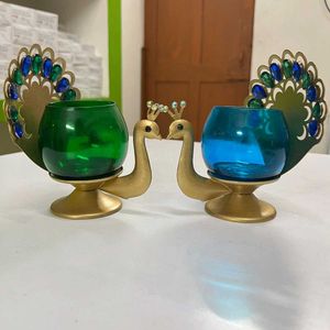 NEW Peacock, Lotus Diya/Candle Holders & BoxCandle
