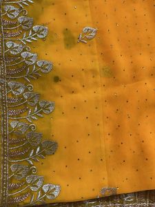 Elegant Yellow Embellished Saree