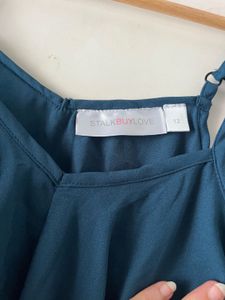Blue Ruffled Spaghetti Strap Top