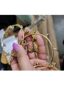 Set of Golden Kashmiri Bangles with Charms