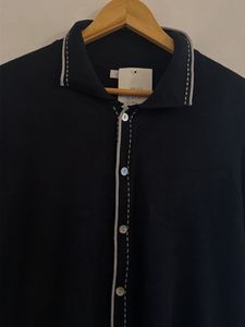 Men's Black Collared Cardigan Sweater