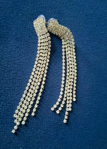 Sparkling Rhinestone Tassel Earrings