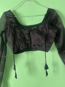 Elegant Black Sheer Sleeve Blouse