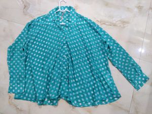 Sheer Polka Dot Button-Up Blouse