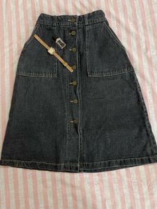 Denim Button-Up Skirt