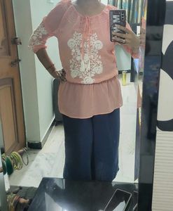 Peach Embroidered top