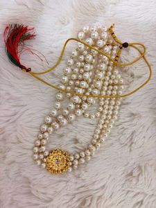 ❤️‍🔥Elegant Pearl Necklace with Red Stone❤️‍🔥
