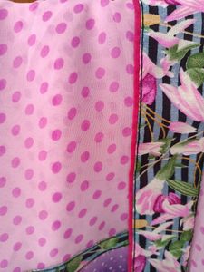 Pink And Purple Dotted Saree