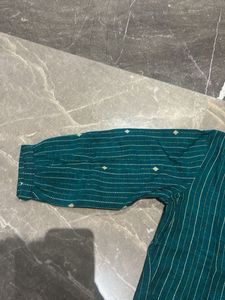 Teal Striped Kurta