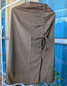 Brown midi skirt with drawstring