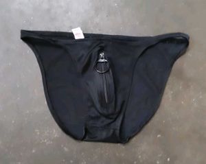 Men's Black Briefs with Zipper
