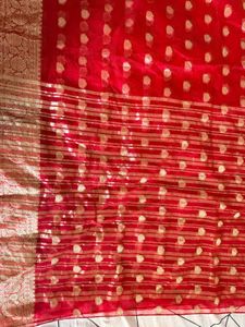 Red &amp; Gold Banarasi Style Soft Organza Saree