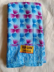 Blue Popcorn Saree with Blouse