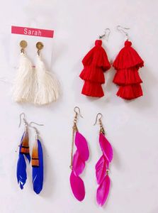 Sarah Brand - Tasseled & Feather Earrings 🪶 | Pack Of 4