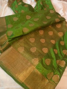 Vibrant Green Silk Saree+blouse